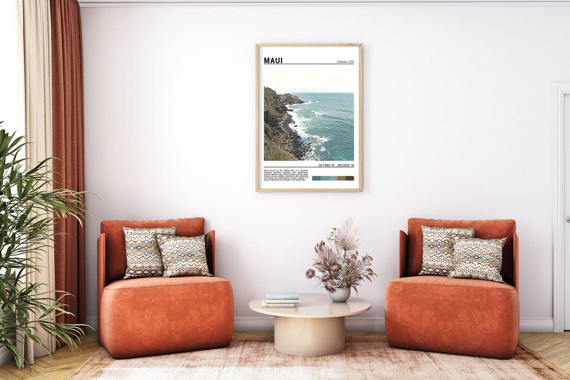 Maui Hawaii Rocky Coastline Turquoise Waves Cliffs Photo Poster - Image 7