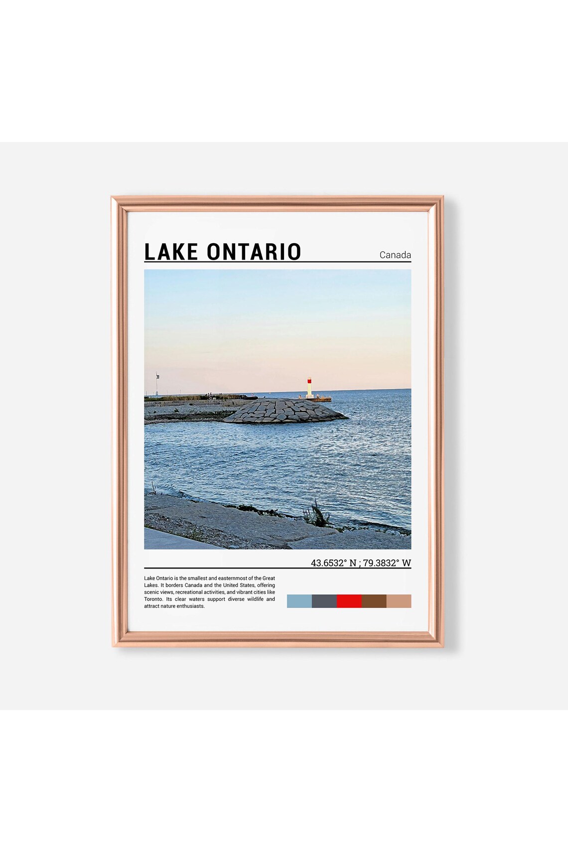 Lake Ontario Sunset Lighthouse Pier Calm Water Evening Poster