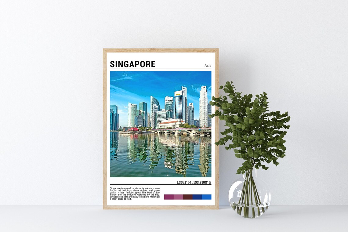 Singapore Marina Bay Modern Skyline Water Reflection Scene Poster - Image 4