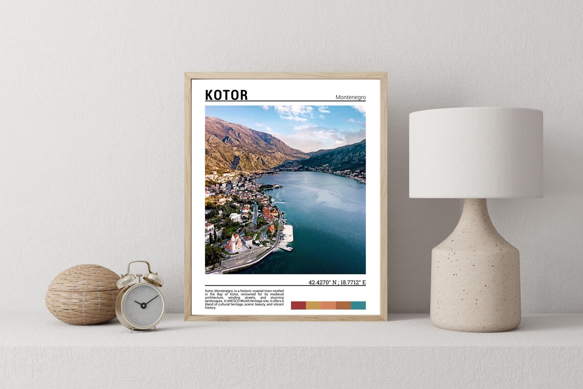 Kotor Montenegro Bay of Kotor Harbor Mountain View Adriatic Bay Poster - Image 3