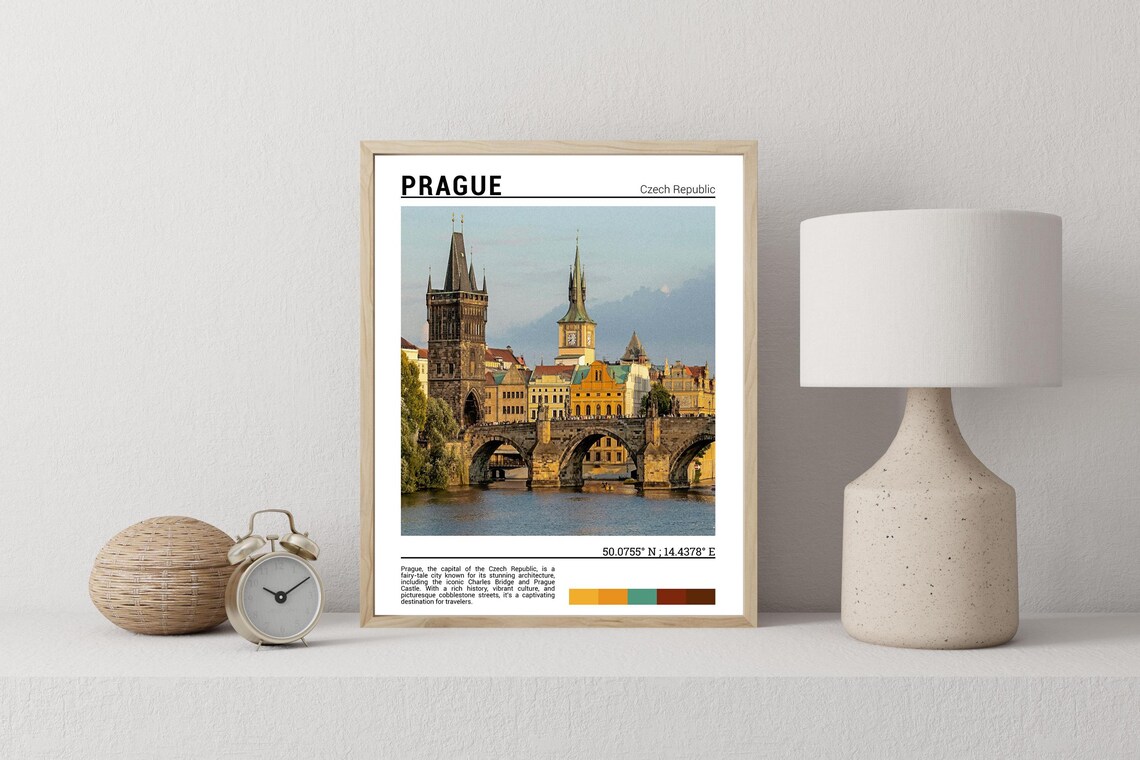 Prague Czech Republic Charles Bridge Golden Hour Travel Poster - Image 2
