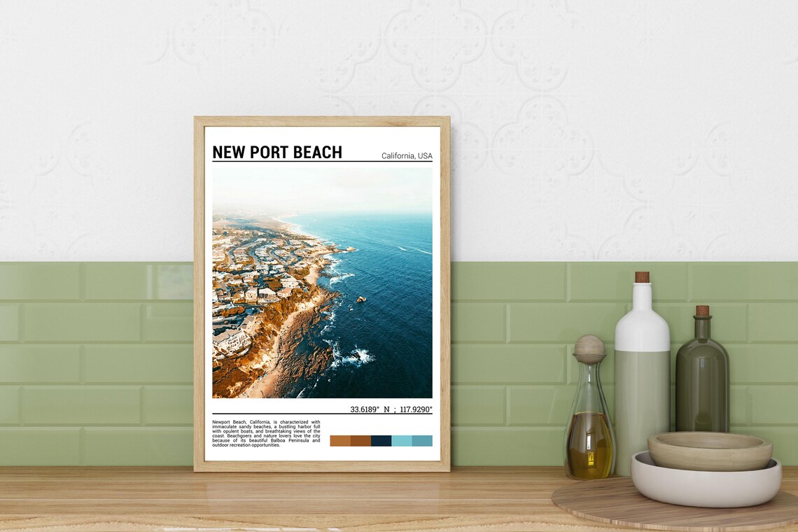 New Port Beach Wall Art New Port Beach Travel Poster New Port Beach Poster Print Black And White Californiausa - Image 3