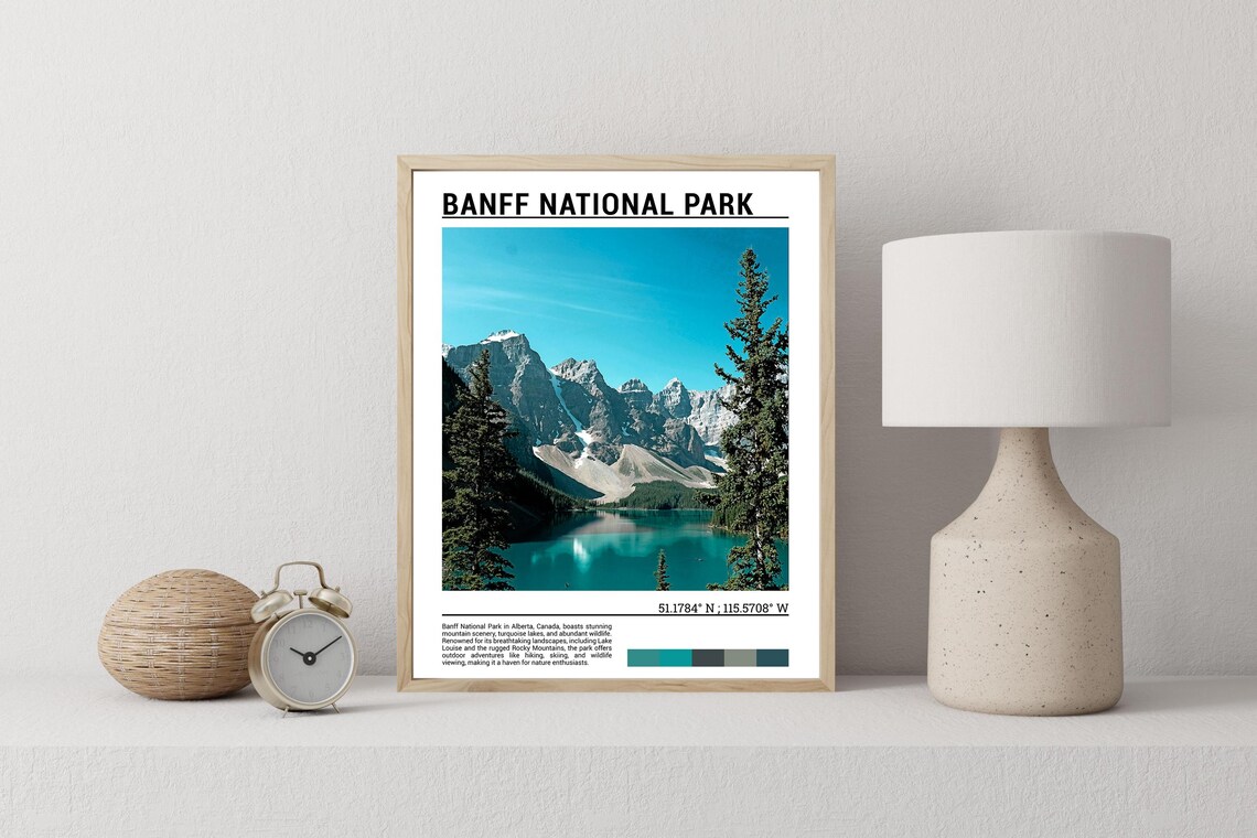 Banff National Park Turquoise Alpine Lake Mountain View Poster - Image 3