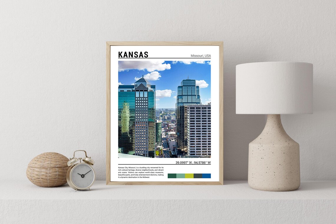 Kansas City Missouri Downtown Glass Towers Urban Skyline Poster - Image 2