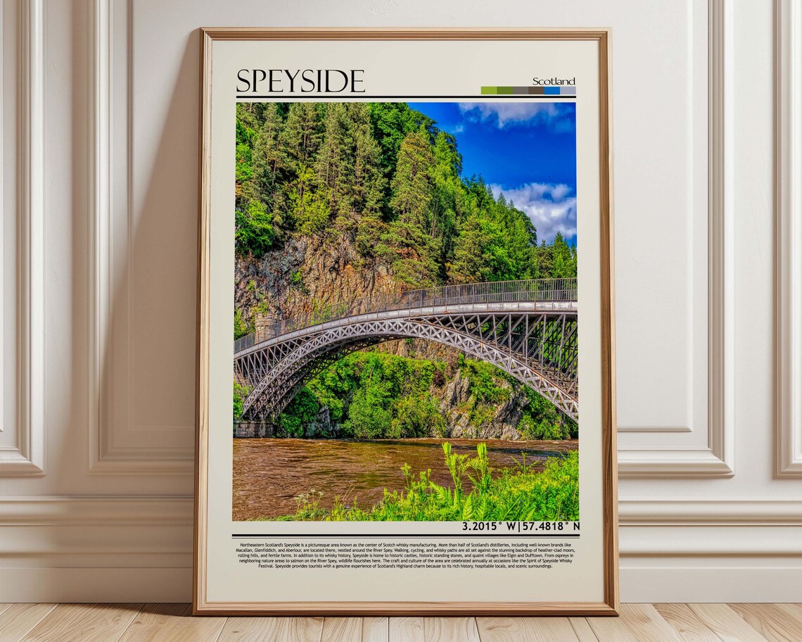Speyside Scotland Iron Bridge River Spey Valley Travel Poster