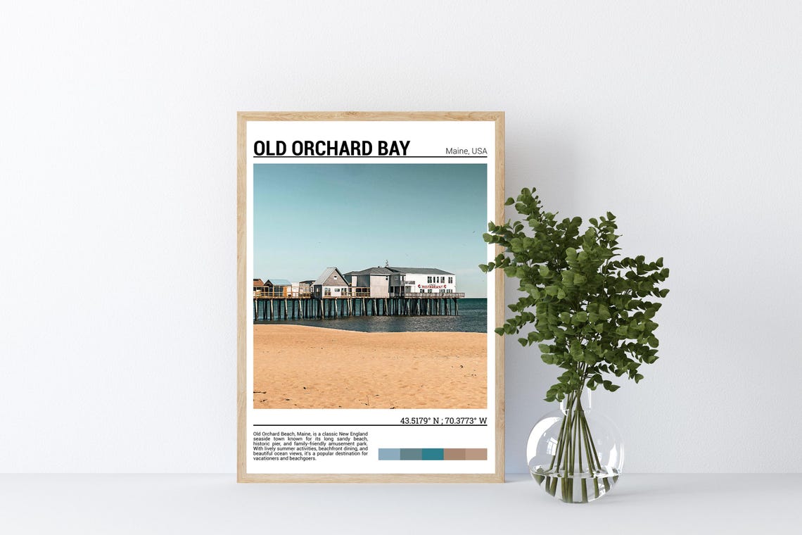Old Orchard Beach Maine Pier Restaurant Sandy Shore Photo Poster - Image 4