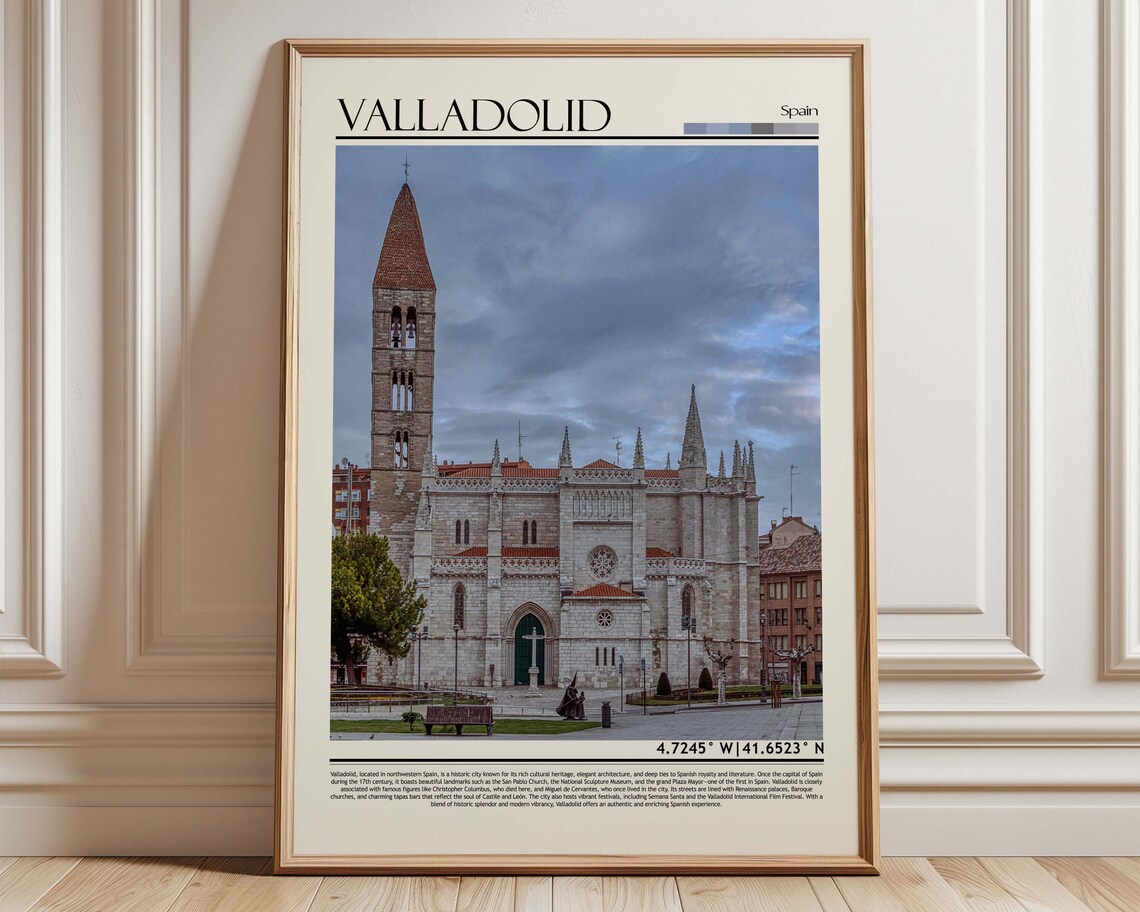Valladolid Spain Gothic Cathedral Landmark City Travel Poster