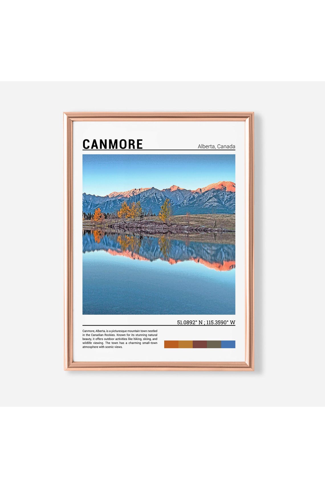 Canmore Alberta Canada Mountain Lake Reflection Autumn Scenic Poster