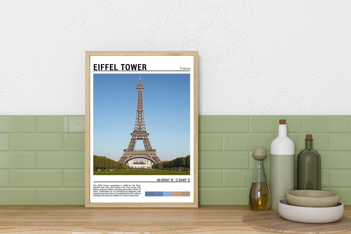 Eiffel Tower Paris France Iconic Landmark Daytime Photo Poster - Image 3