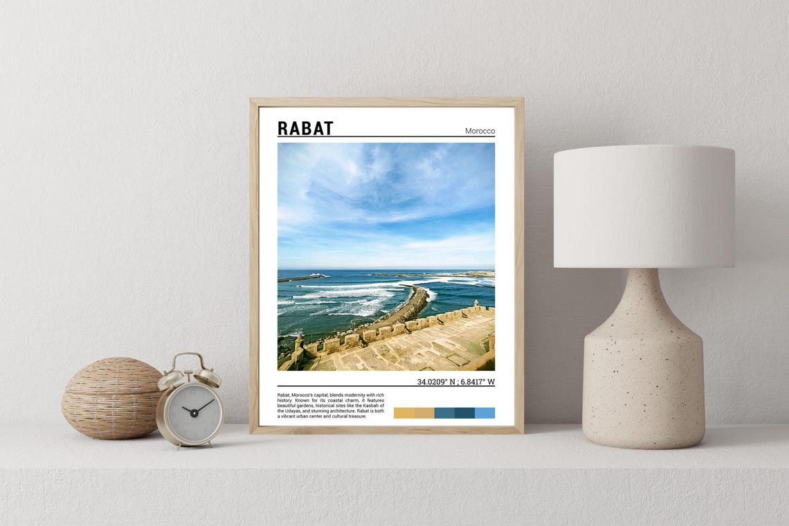 Rabat Morocco Coastal Ramparts Atlantic Ocean Waves View Poster - Image 2