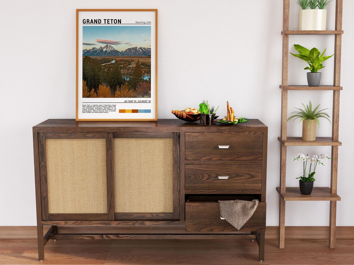 Grand Teton Wyoming Autumn Mountain Peaks Forest Photo Poster - Image 5