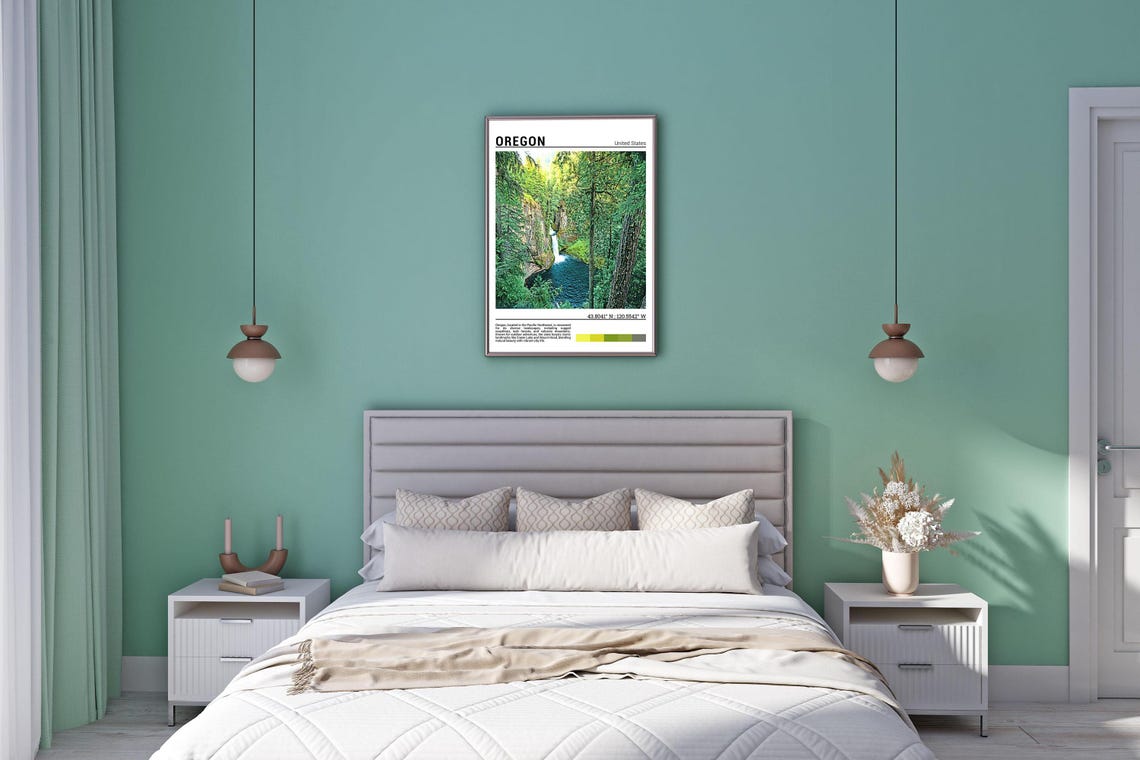 Oregon Waterfall Forest Canyon Moss Covered Cascade Travel Poster - Image 5