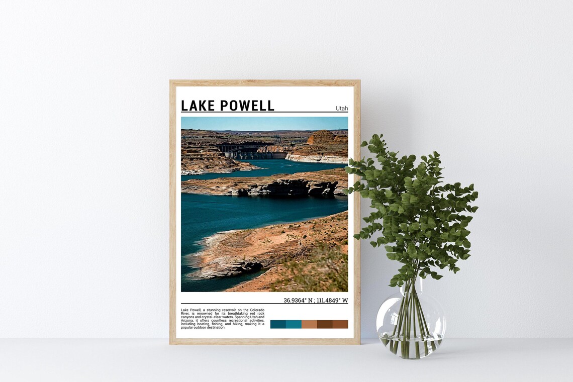 Lake Powell Utah Glen Canyon Dam Red Rock Canyons Travel Poster - Image 4