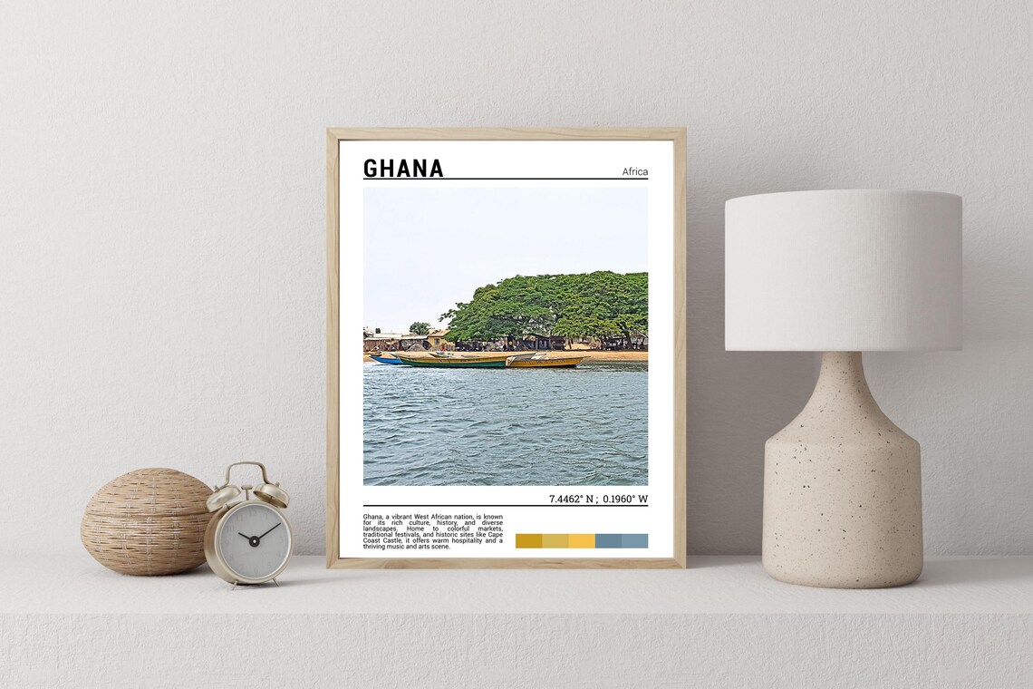 Ghana West Africa Colorful Fishing Boats Beach Scene Photo Poster - Image 2