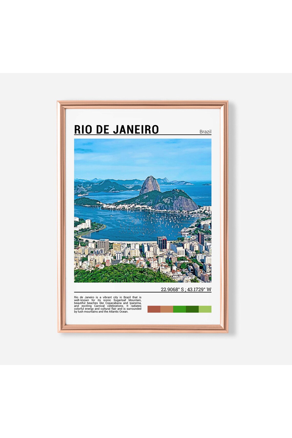 Rio De Janeiro Brazil Sugarloaf Mountain Bay Cityscape Travel Poster