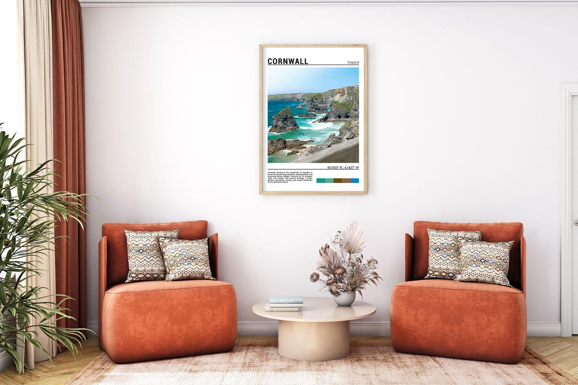 Cornwall England Dramatic Sea Stacks Turquoise Coast Cliffs Poster - Image 7