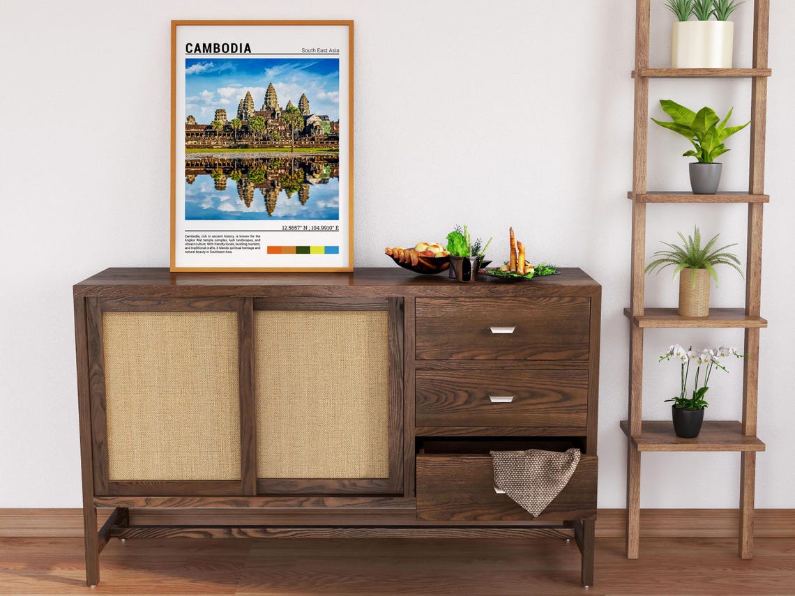 Angkor Wat Cambodia Ancient Temple Mirror Reflection Blue Sky Poster - Image 6