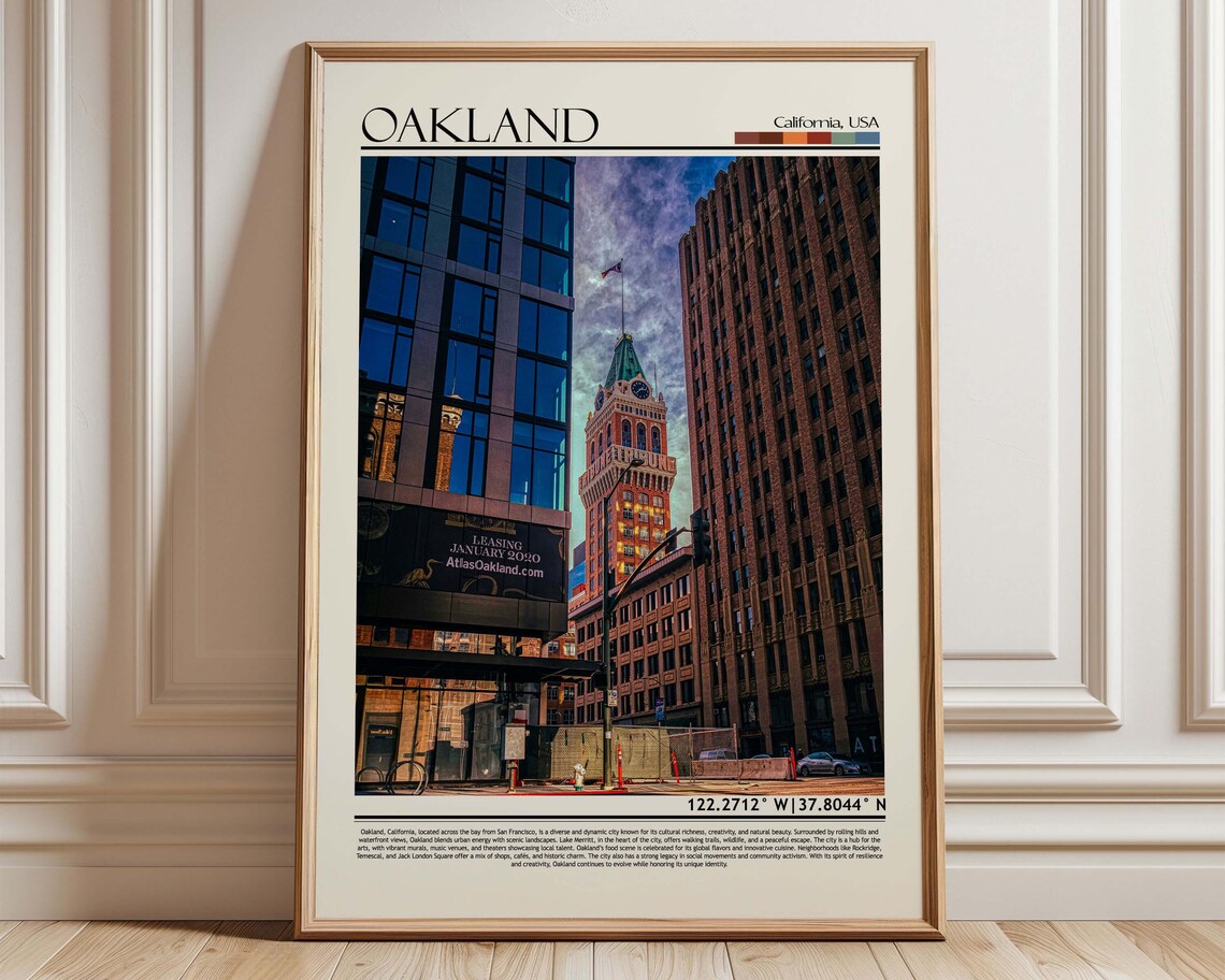 Oakland Travel Poster Art Print, USA Wall Decor