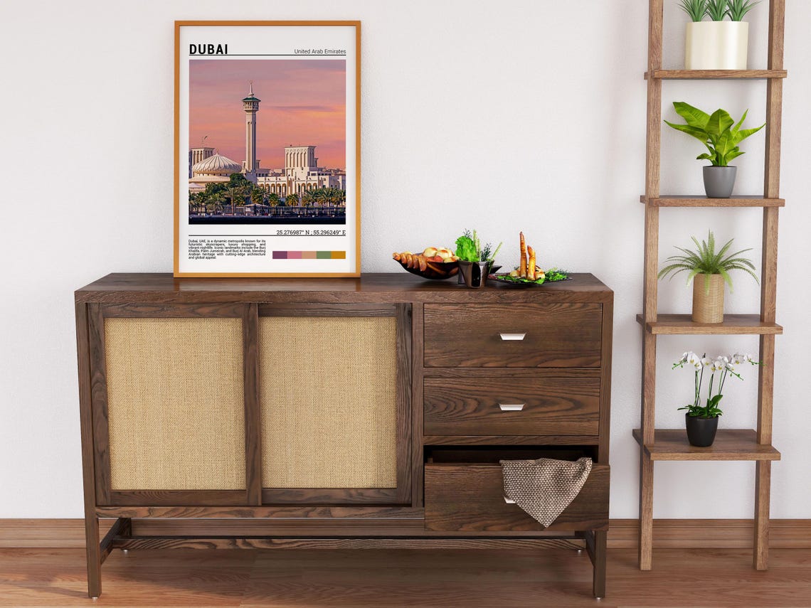 Dubai UAE Grand Mosque Tall Minaret Pink Sunset Waterfront Poster - Image 6
