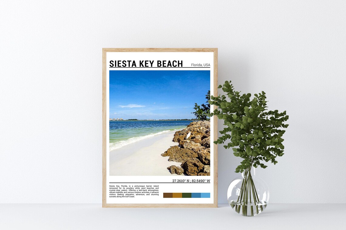 Siesta Key Beach Florida White Sand Gulf Coast Travel Poster - Image 4