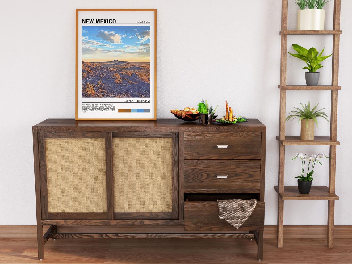 New Mexico Desert Sunset Over Golden Plains Landscape Poster - Image 6