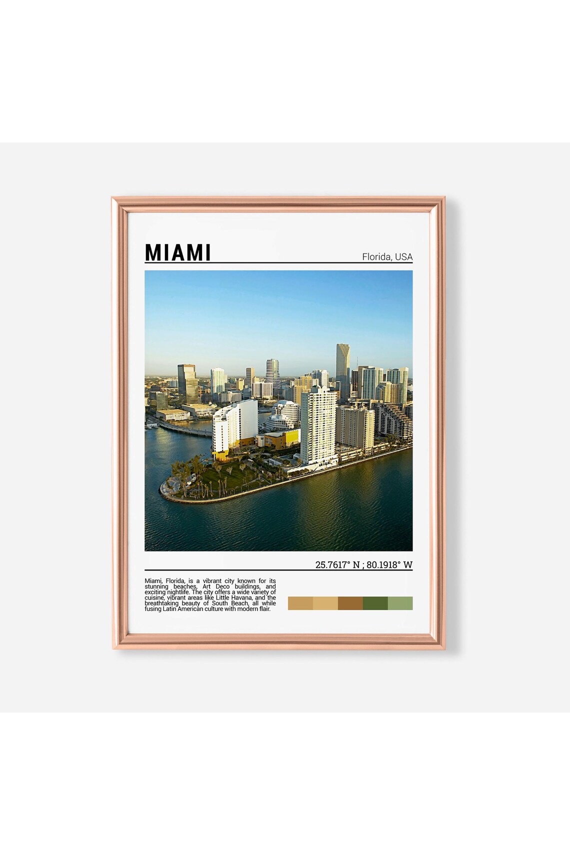 Miami Florida Downtown Skyline Bay Waterfront Aerial Photo Poster