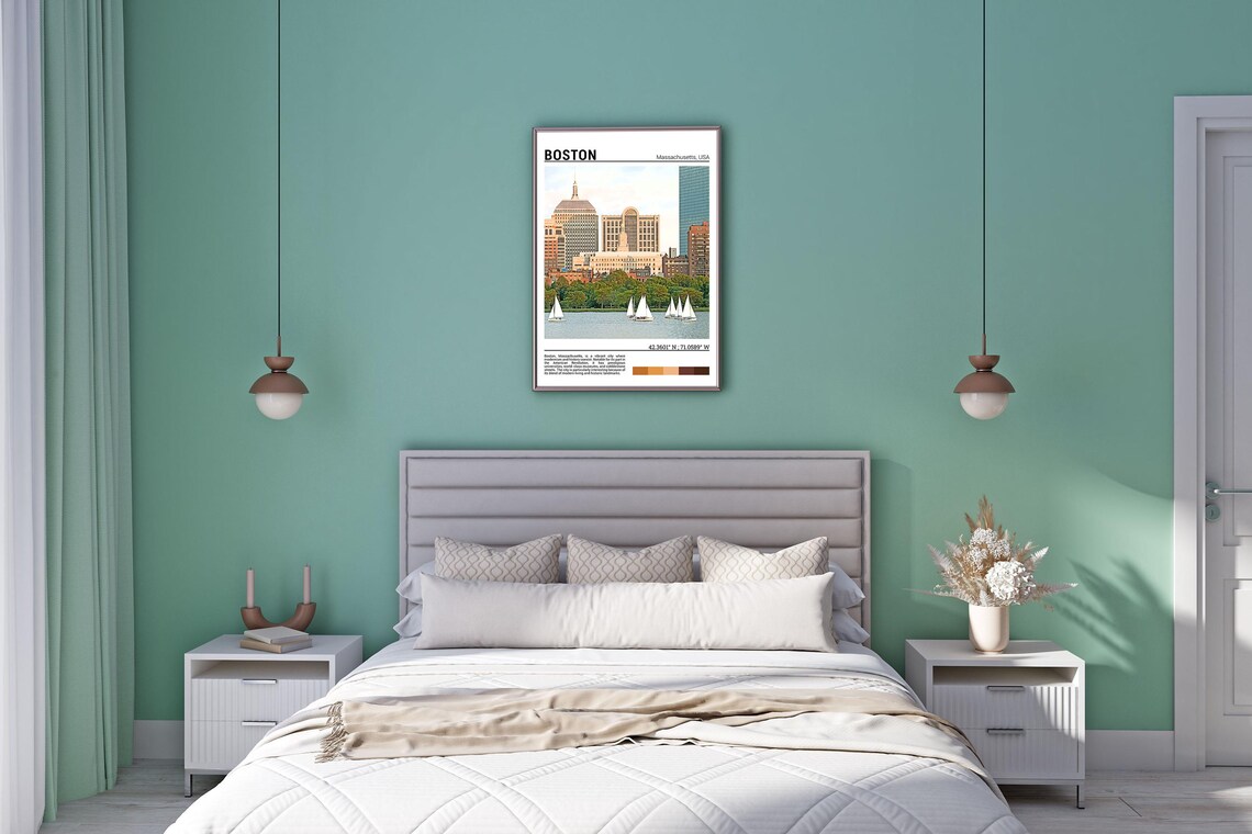 Boston Travel Poster, Massachusetts USA Art Print - Image 5