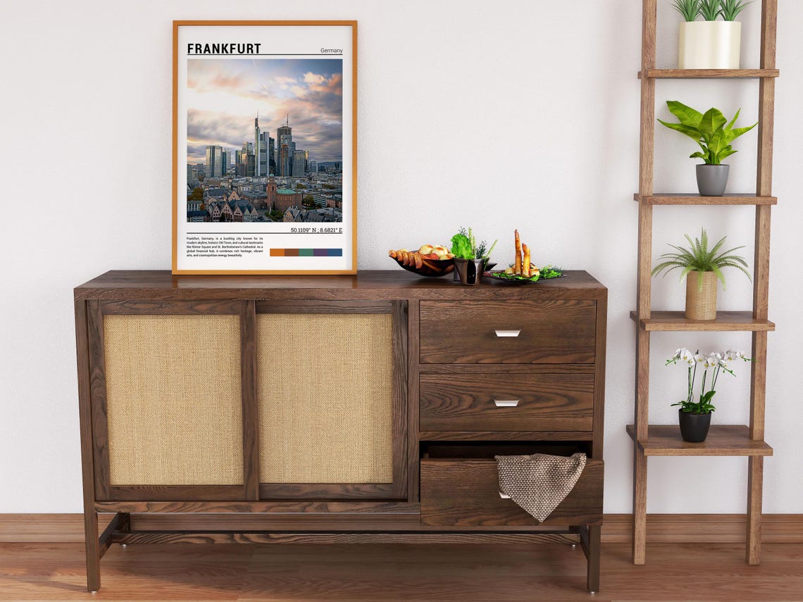 Frankfurt Germany Financial District Skyline Sunset City View Poster - Image 6