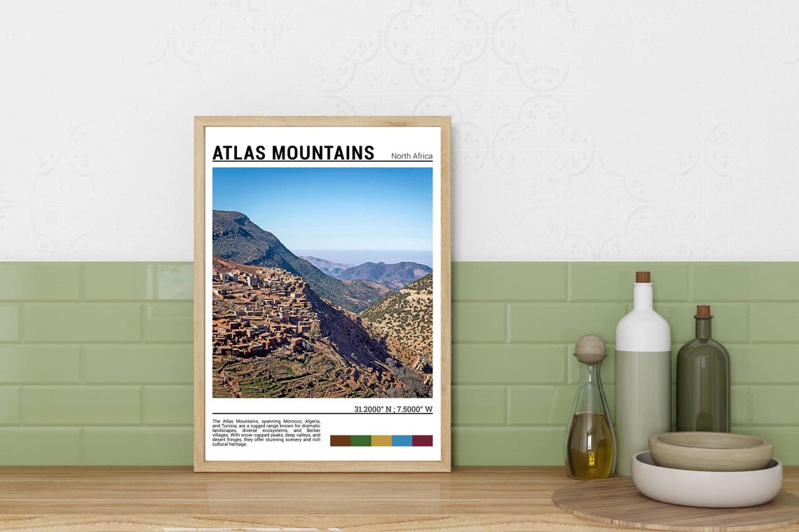 Atlas Mountain Print Atlas Mountain Poster Atlas Mountain Wall Art Atlas Mountain Travel Atlas Mountain Art Print Atlas Mountain Photo - Image 3