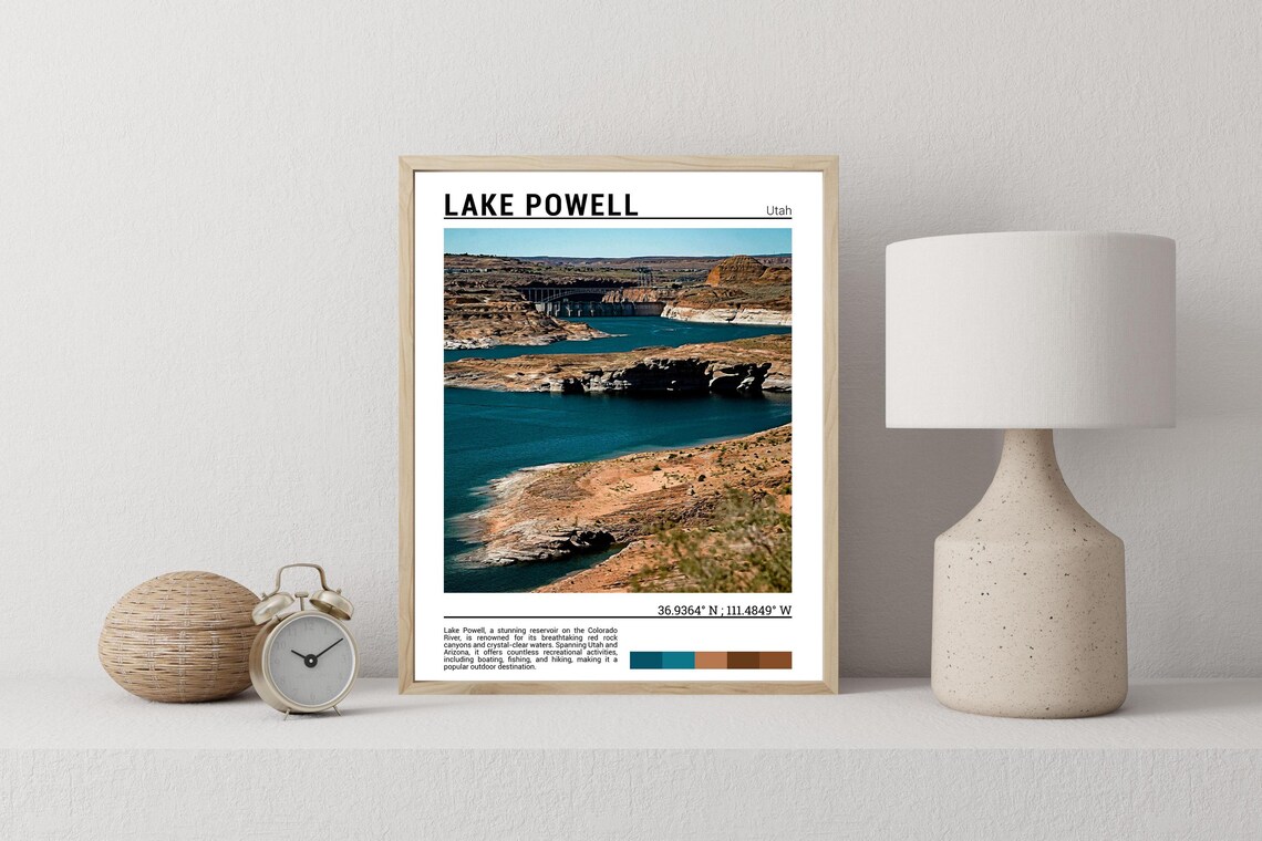 Lake Powell Utah Glen Canyon Dam Red Rock Canyons Travel Poster - Image 2
