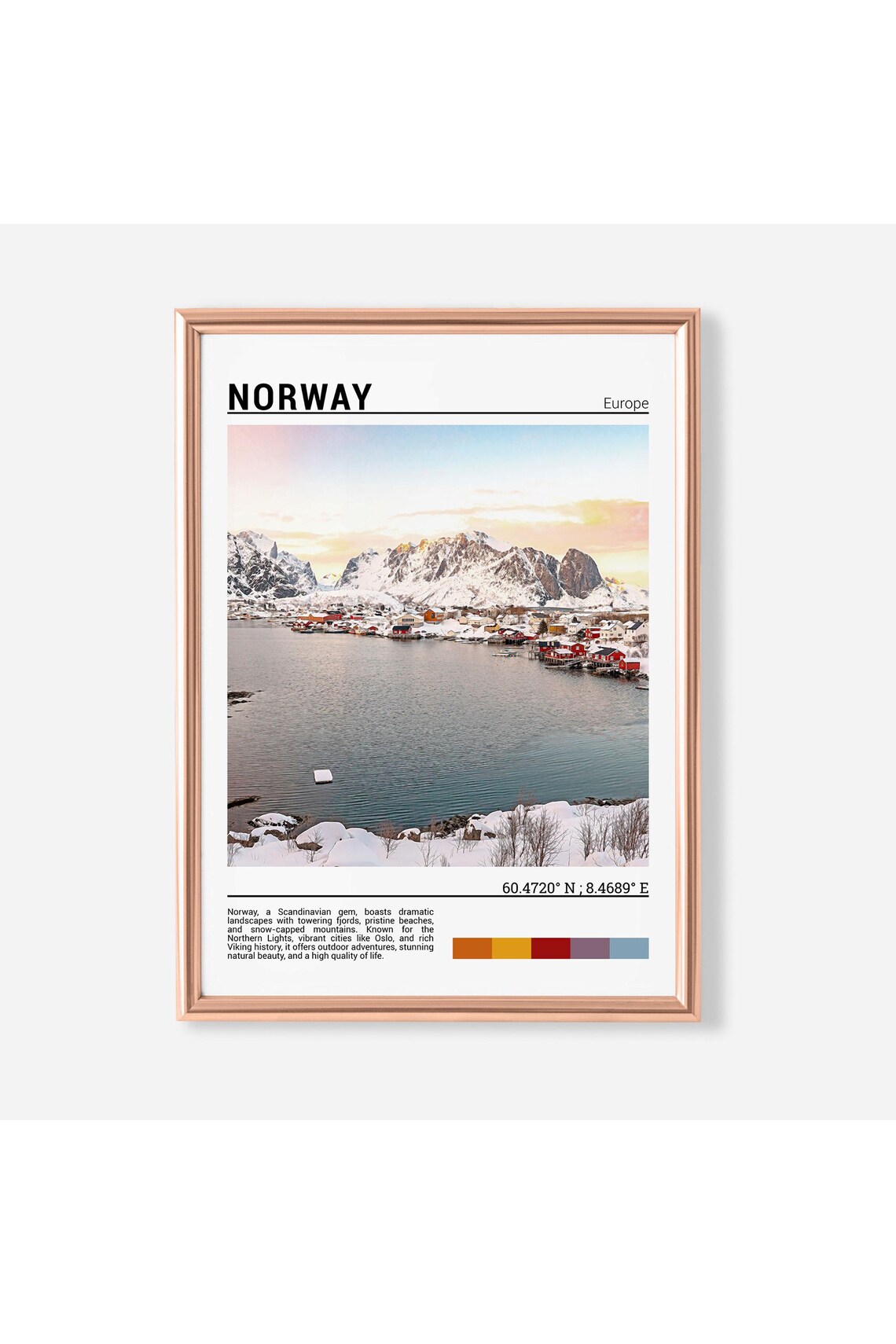Norway Europe Snowy Fishing Village Fjord Winter Arctic Fjord Poster