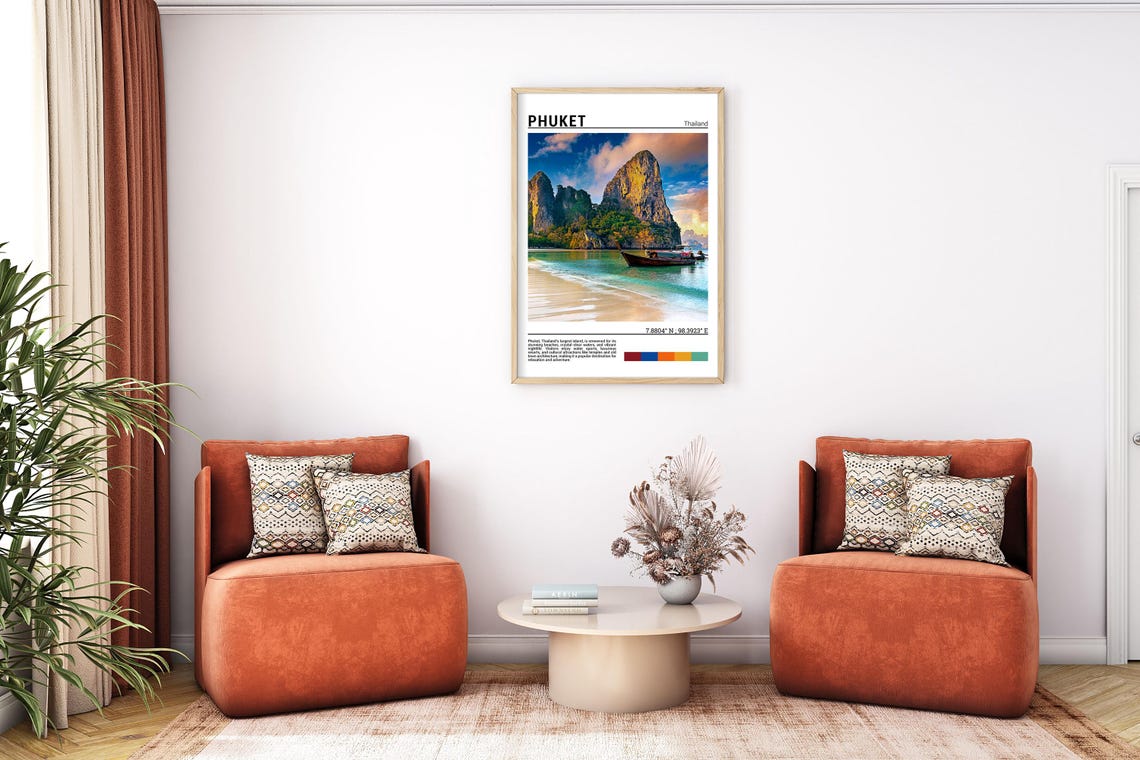 Phuket Thailand Limestone Karsts Longtail Boat Beach Lagoon Poster - Image 7