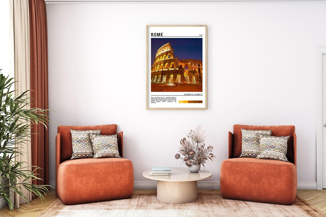 Rome Italy Colosseum at Night Illuminated Arches Photo Poster - Image 7