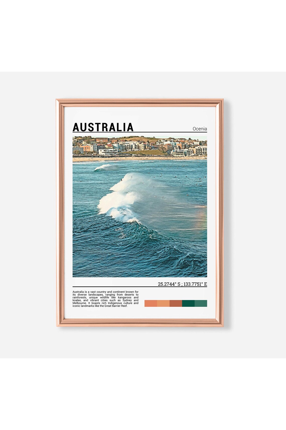 Australia Bondi Beach Surfers Breaking Wave Surf Culture Travel Poster