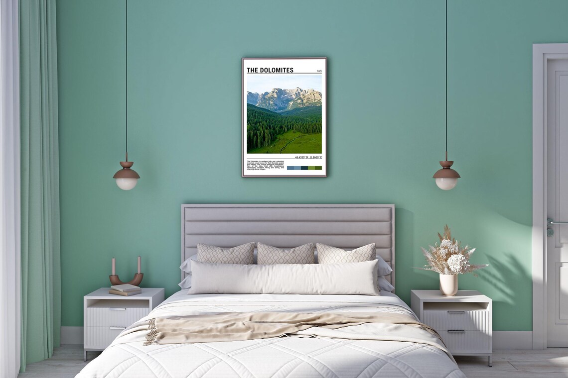 The Dolomites Italy Alpine Peaks Forest Valley Mountain Travel Poster - Image 5