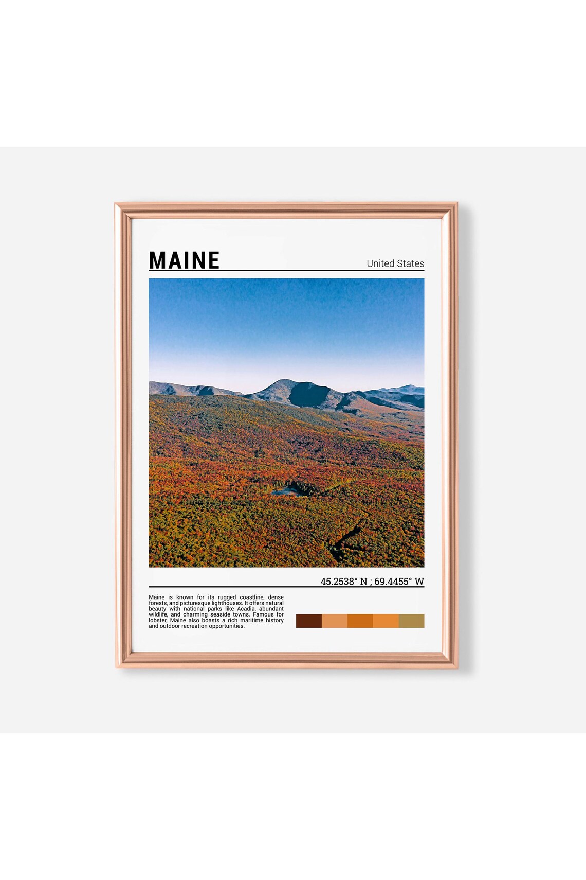 Maine Autumn Mountains Fall Foliage Forest Landscape Photo Poster