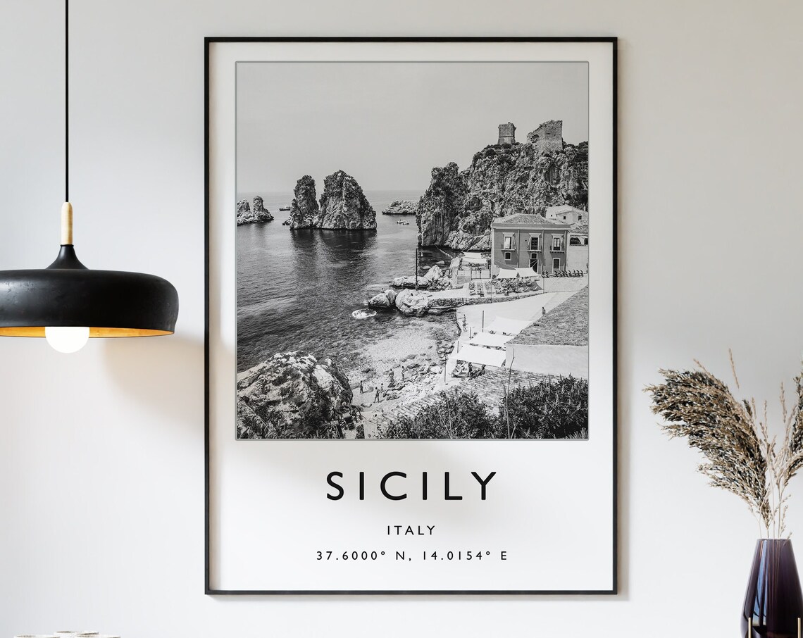 Sicily Travel Poster, Minimalist Italy Travel Print