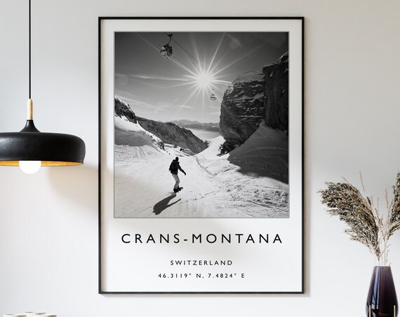 Cransmontana Skiing Travel Poster
