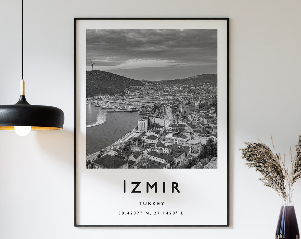 Izmir Travel Print Izmir Travel Poster Turkey Travel Print Middle East Travel Art Travel Poster Black And White Travel Gift