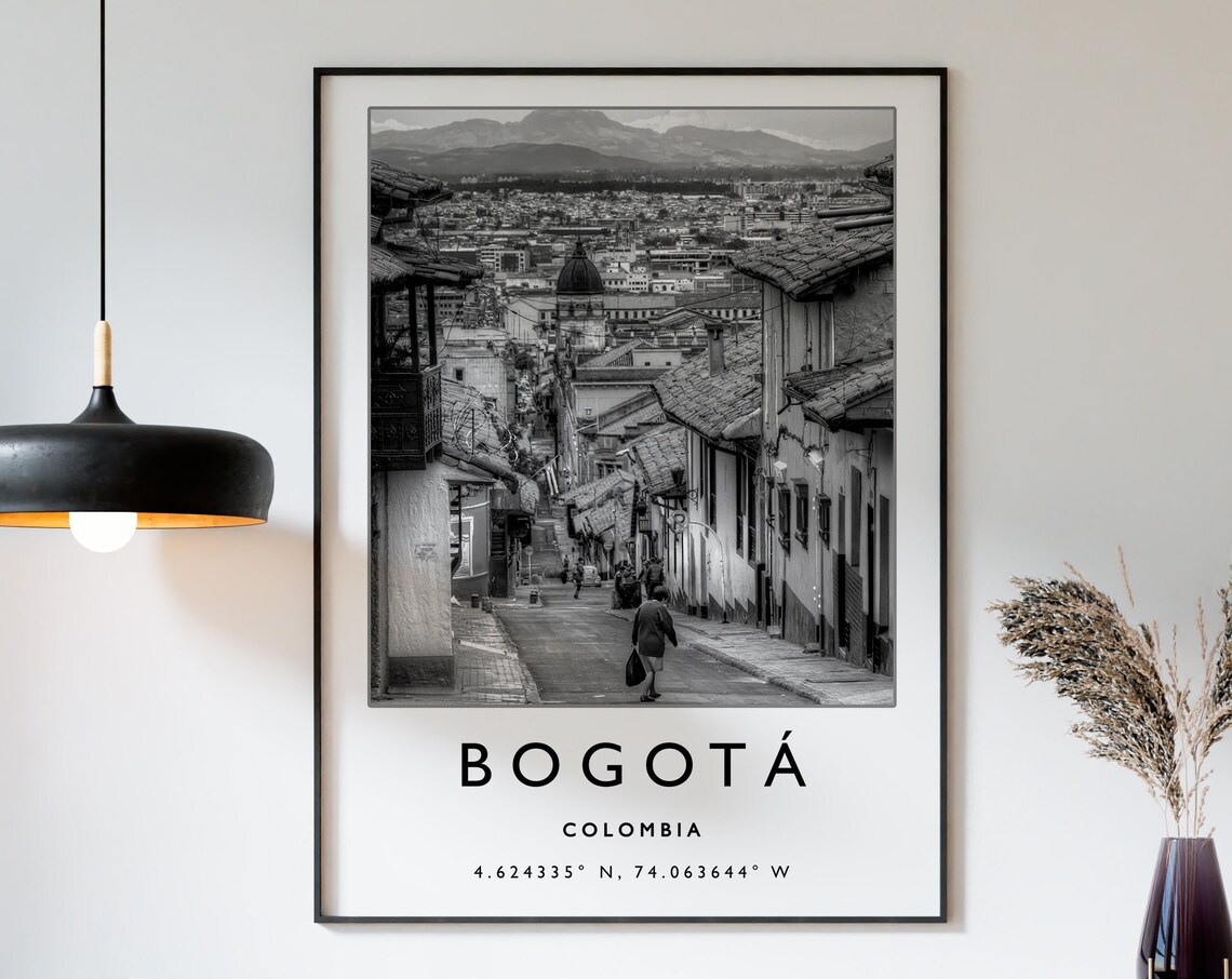 Bogota Travel Poster, Black And White Art Print