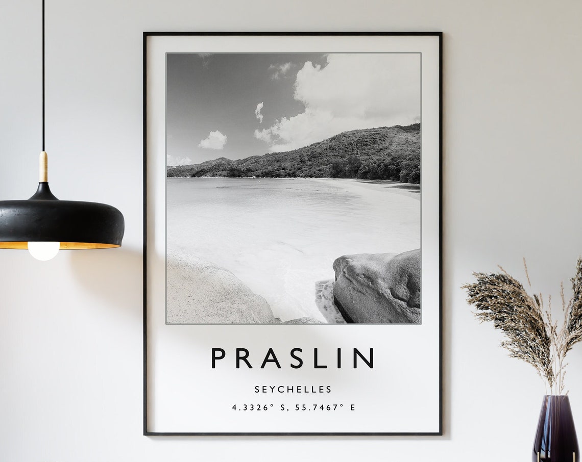 Praslin Travel Print Seychelles Travel Poster Seychelles Travel Print Beach Travel Poster Sea Travel Art Travel Gift