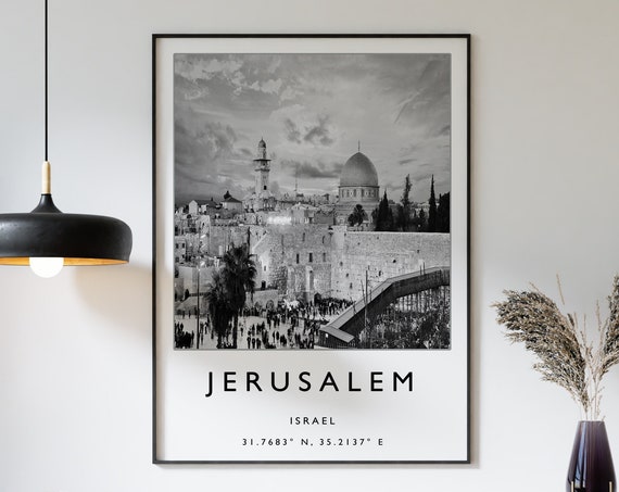 Jerusalem Israel Travel Poster, Minimalist Decor