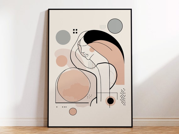Abstract Woman Graphic Art Poster For Luxurious Scandinavian Home Decor Framed Print In Pastel Colors For Stylish Minimalist Wall Art