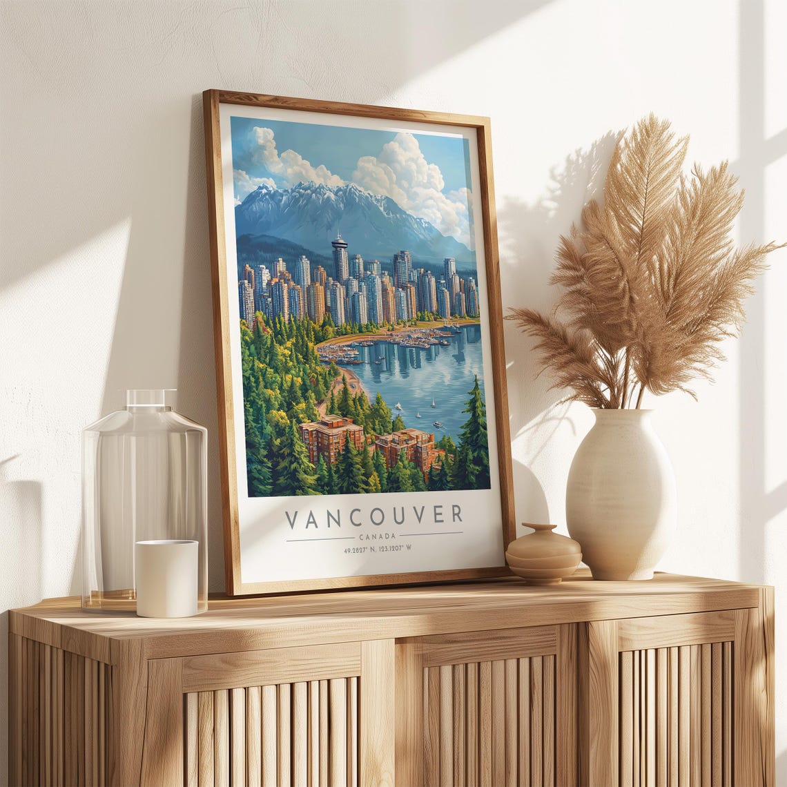 Vancouver Skyline Harbour Snow Mountains Canada Travel Poster - Image 3