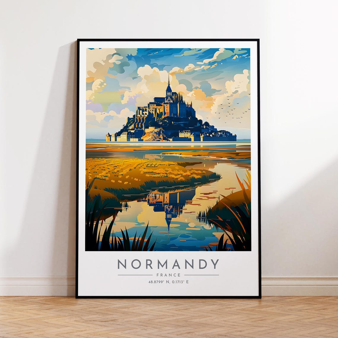 Normandy Mont Saint Michel Abbey Tidal Reflection France Poster