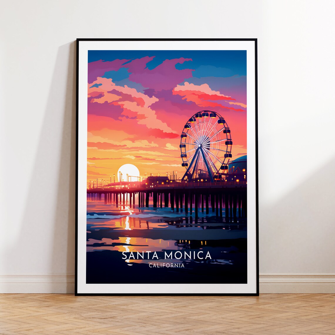 Santa Monica Travel Poster, California Home Decor