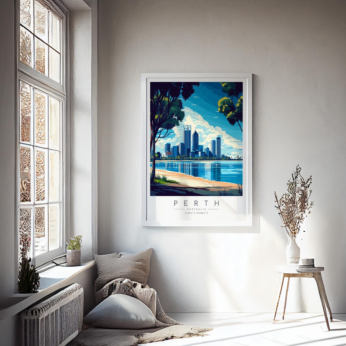 Perth Australia Skyline Riverside Beach Cityscape Travel Poster - Image 4