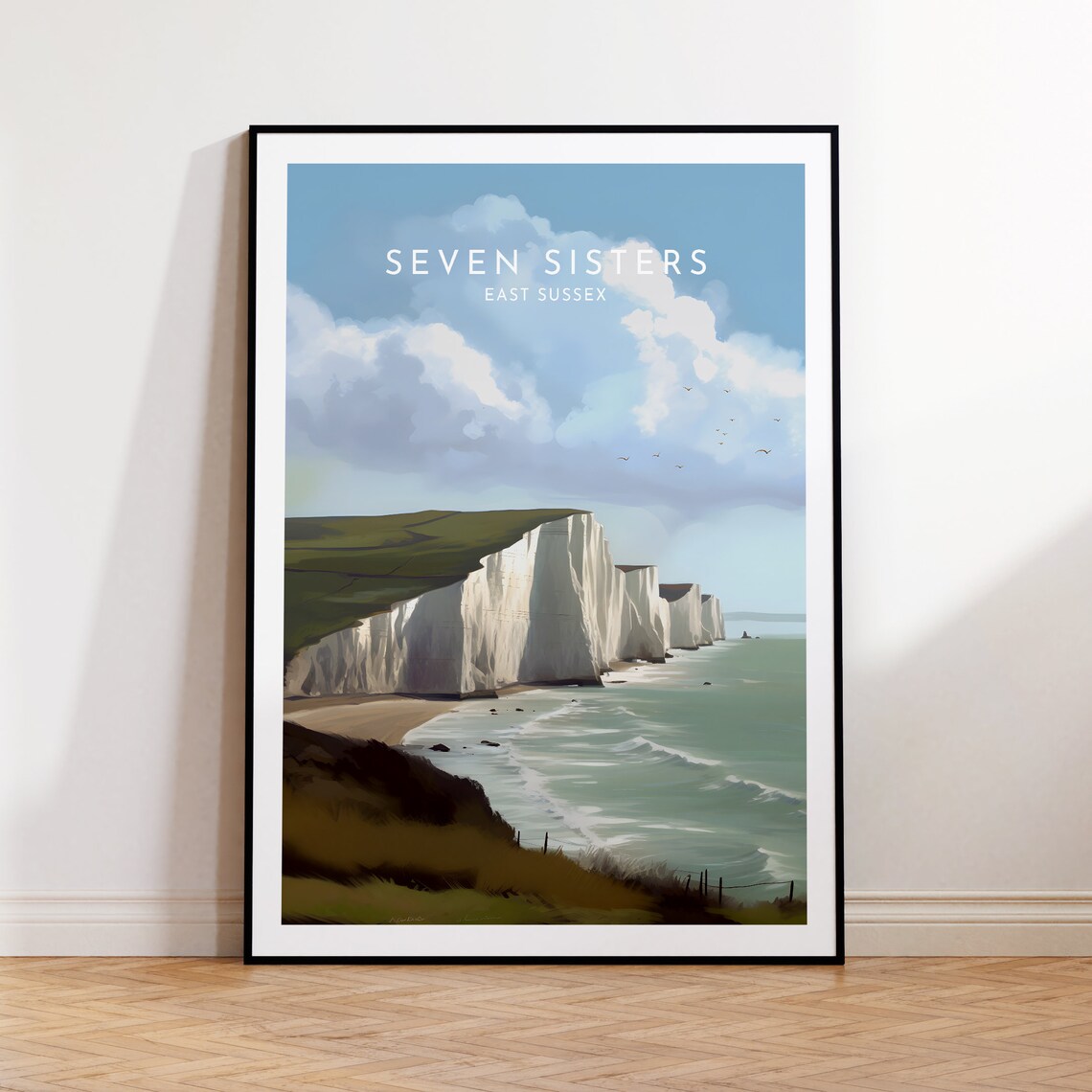 Seven Sisters Travel Poster, East Sussex England