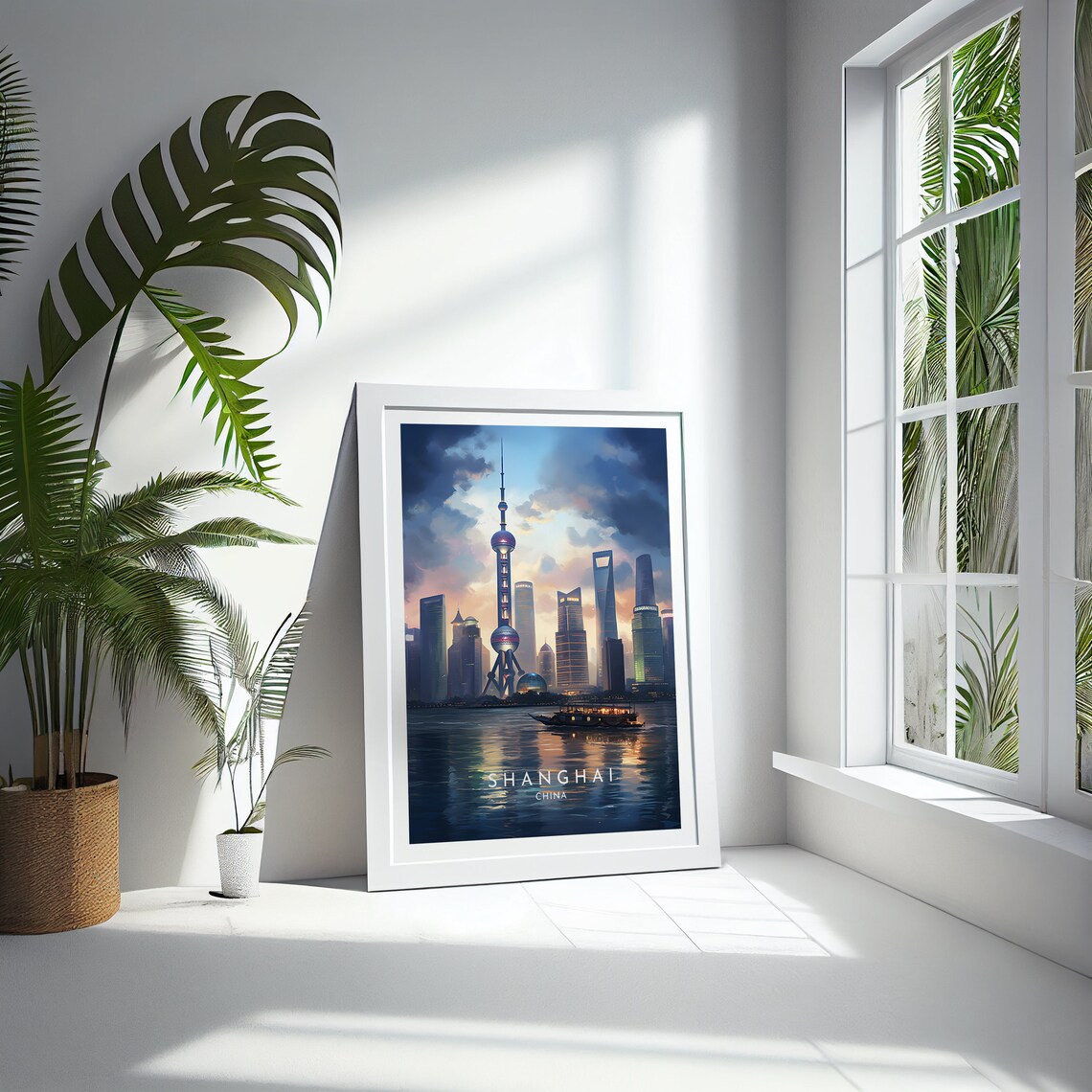 Shanghai China Skyline Oriental Pearl Tower Dusk Travel Poster - Image 4