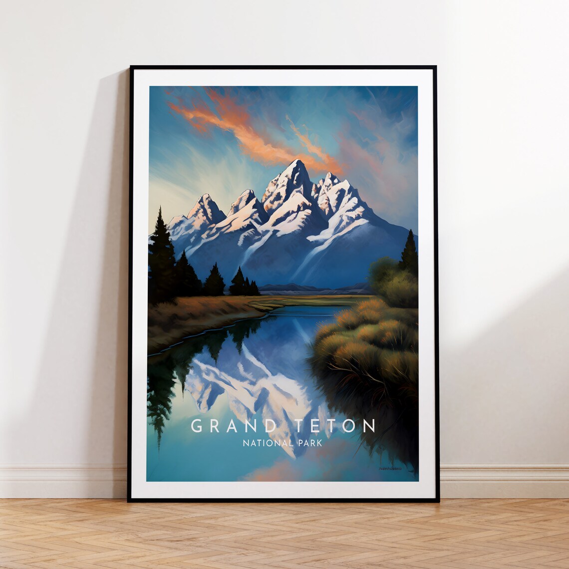 Grand Teton Travel Poster, Wyoming Landscape Print